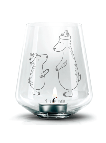 Mr. & Mrs. Panda Windlicht Bären mit Hut ohne Spruch in Transparent