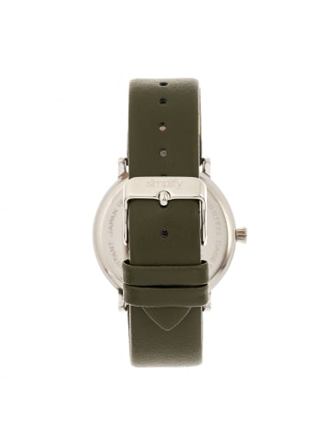 Simplify Die 6200 Lederarmbanduhr in White/Olive