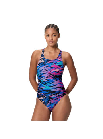 Speedo Hyperboom Print Medalist Badeanzug in blau