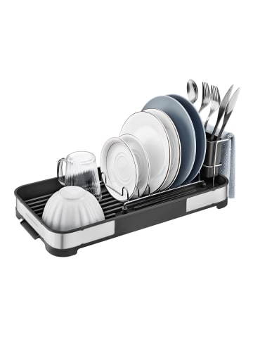 SONGMICS Abtropfgestell Paxton in Silbern-Schwarz - (B)44.5 x (H)13.1 x (T)20.6 cm