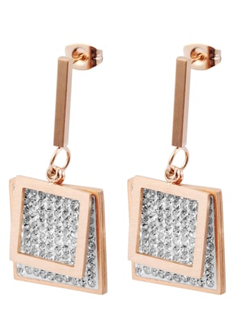 Adeliás Damen Ohrringe – Ohrstecker aus Edelstahl mit Strass Steinchen in gold
