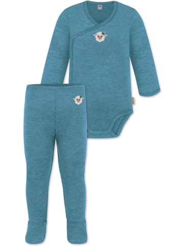 Normani Outdoor Sports Normani Outdoor Sports Baby Merino Langarm Wickelbody und Merino Hose in Blau