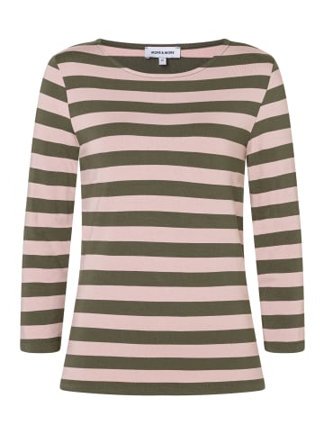 More & More Streifenshirt Viskosejersey in dusty rose olive leaf regular stripes jersey