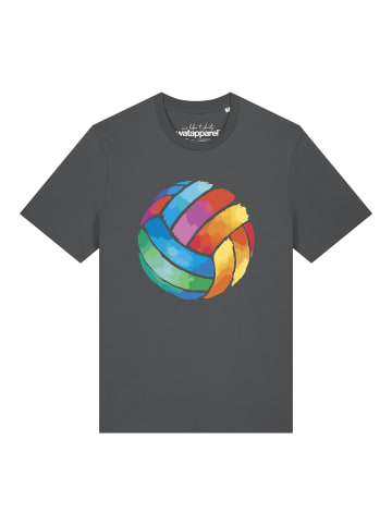 wat? Apparel T-Shirt Volleyball in Watercolor in Grau