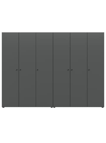 Inn.Furn Kleiderschrank grau 6-türig 240 cm, Drehtürenschrank mit Kleiderstangen