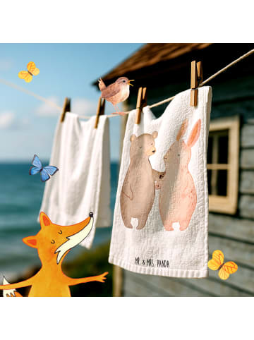 Mr. & Mrs. Panda Handtuch Bär und Hase Umarmen ohne Spruch in Weiß