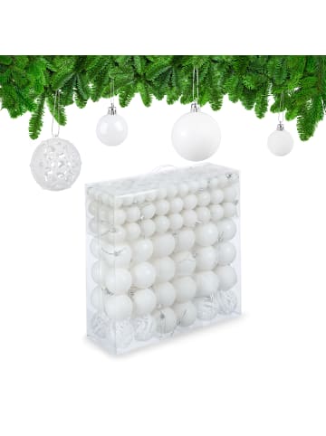 relaxdays 150-tlg. Weihnachtskugeln Set in Weiß