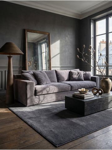 KADIMA DESIGN Teppich rund Uni rutschhemmend pflegeleicht Wohnzimmer Schlafzimmer in Anthrazit