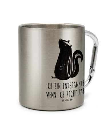 Mr. & Mrs. Panda Edelstahl Trinkbecher Stinktier Sitzen mit Spruch in Silber