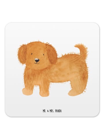 Mr. & Mrs. Panda Glasuntersetzer Hund Flauschig ohne Spruch in Weiß