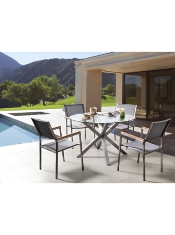 Beliani Runder Tisch MALETTO in Silber/Transparent - (W) 120 x (H) 77 x (L) 120 cm