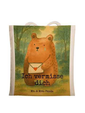Mr. & Mrs. Panda Tasche Bär Vermissen Design mit Spruch in Weiß