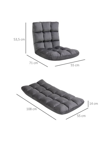HOMCOM Bodenstuhl-55L x 71B x 53,5H cm-Dunkelgrau