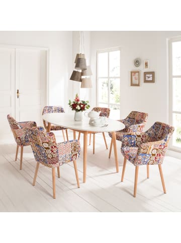 home24 Armlehnenstuhl Leedy Gemustert in Multicolor