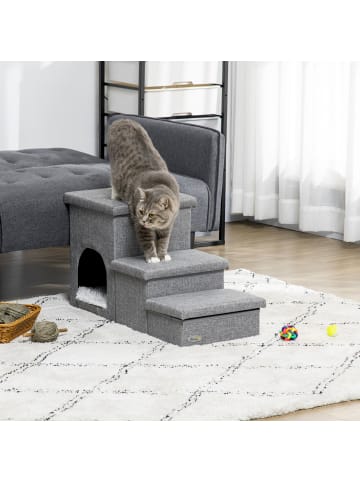 Pawhut Hundetreppe Hellgrau 73,5L x 33B x 40,5H cm