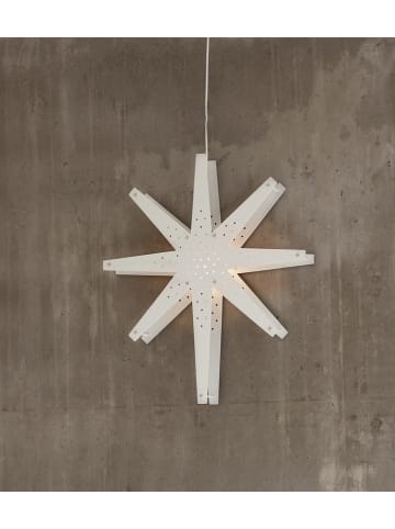 STAR Trading Holzstern Weihnachtsstern Leuchtstern hängend D: 60cm mit Kabel in weiß