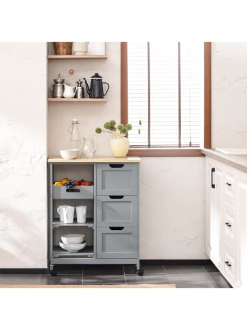 SoBuy Küchenwagen in Hellgrau - (B)67 x (H)84,5 x (T)37cm