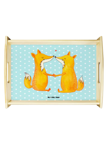 Mr. & Mrs. Panda tablett aus holz Füchse Liebe ohne Spruch in Türkis Pastell