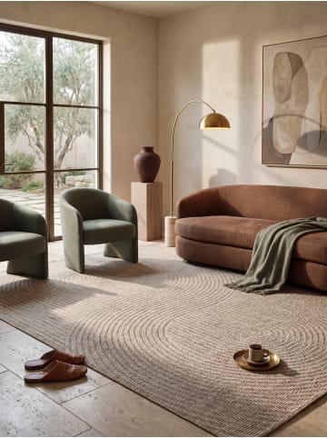 KADIMA DESIGN Flachwebteppich Geometrisch flachgewebt pflegeleicht Wohnzimmer in Beige