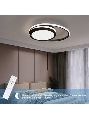 ZMH Deckenleuchte LED 46W rund dimmbar Moderne Flurlampe Sternenhimmel in schwarz