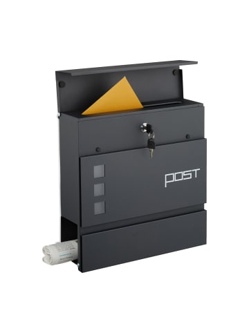 relaxdays Briefkasten in Anthrazit - (B)37 x (H)37 x (T)12 cm