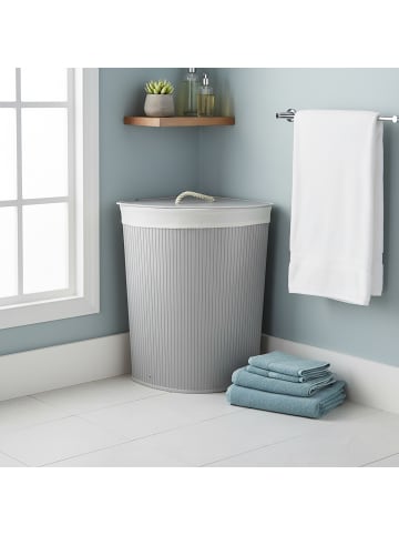 relaxdays Eckwäschekorb in Grau - (B)36 x (H)60 x (T)36 cm