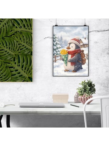Mr. & Mrs. Panda Artprint Pinguin Winter Pommes Design ohne Spruch in Weiß