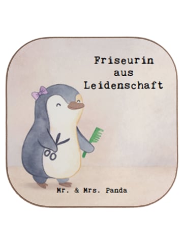 Mr. & Mrs. Panda Glas-Untersetzer Friseurin Leidenschaft Design ... in Weiß