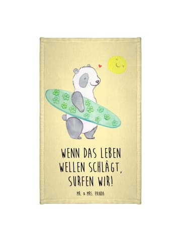 Mr. & Mrs. Panda Handtuch Sommer Wellen Surf mit Spruch in Gelb Pastell