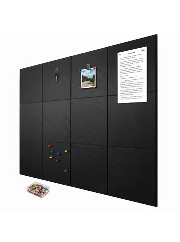 relaxdays 12 x Filzpinnwand in Schwarz - (B)30 x (H)30 x (T)0,9 cm