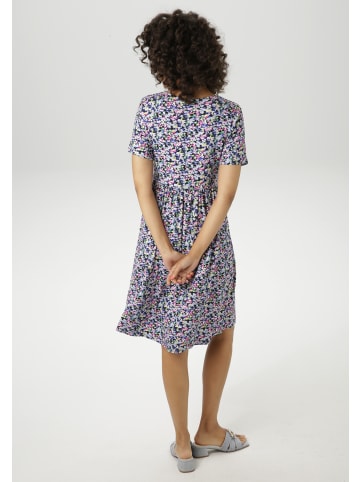 Aniston CASUAL Sommerkleid in schwarz-hellblau