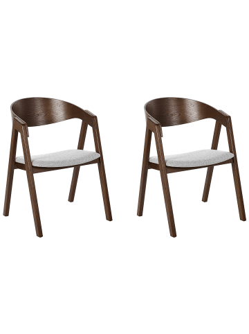 Beliani 2er-Set Esszimmerstuhl YUBA in Braun/Grau