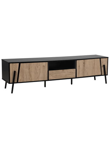 Beliani TV-Möbel BLACKPOOL in Heller Holzfarbton/Schwarz - (W) 177 x (H) 46 x (L) 40 cm