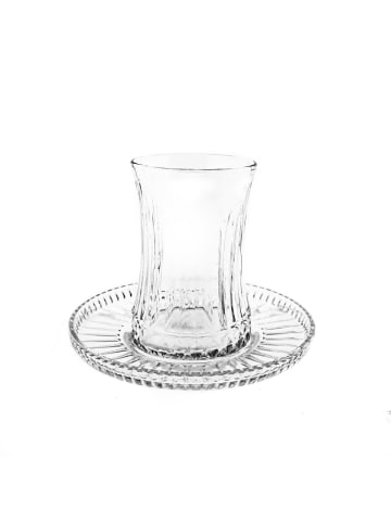 Pasabahce Elegantes 12er-Set Teegläser mit Unterteller 170 ml - dezente in Transparent