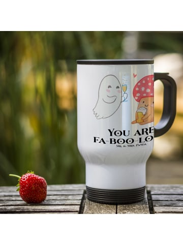 Mr. & Mrs. Panda To-Go-Becher Halloween Zauber mit Spruch in Weiß