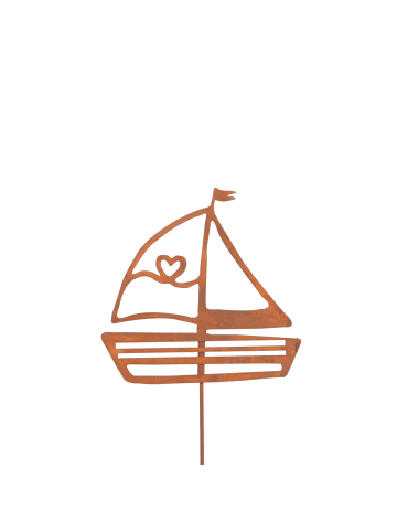 UNUS Gartenstecker Rost Segelboot in Braun