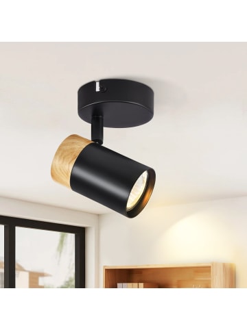 ZMH Deckenleuchte in schwarz 1-flammige GU10 holz vintage drehbar 330°