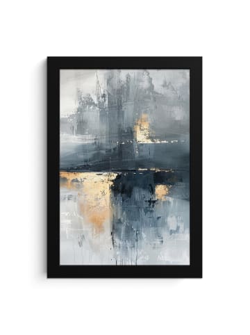 MuchoWow Poster mit Leiste Abstrakte Kunst gold grau  (BxH)
