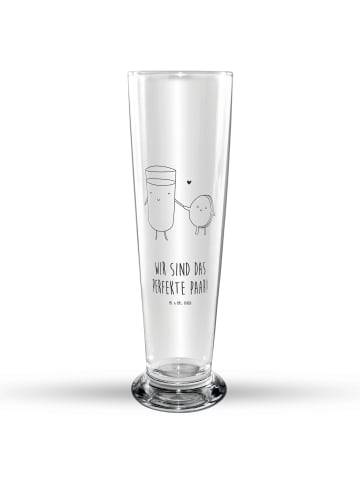 Mr. & Mrs. Panda Glasbecher Milch Keks mit Spruch in Transparent