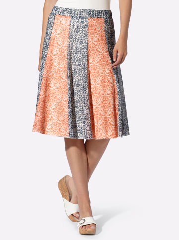 Heine Druck-Rock in orange-taubenblau-bedruckt