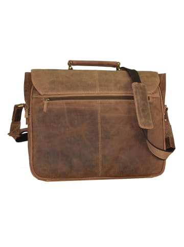 Greenburry Vintage Aktentasche Leder 42 cm Laptopfach braun