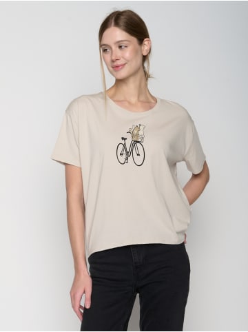 GreenBomb T-Shirt Bike Cats Basket in Off White