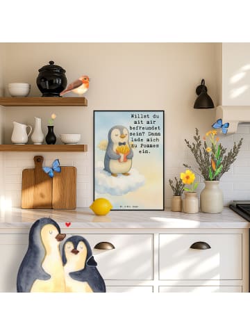 Mr. & Mrs. Panda Bild Pinguin Engel Pommes Design mit Spruch in Weiß