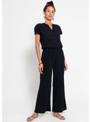 SASSYCLASSY Casual Musselin Jumpsuit in Schwarz