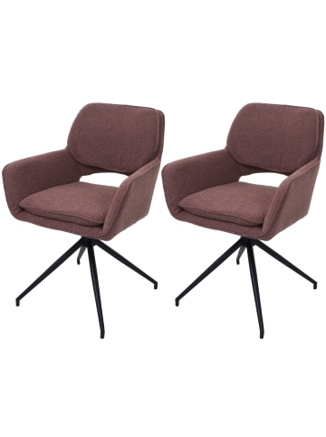 MCW 2er-Set Esszimmerstuhl Bouclé N74, Hellbraun