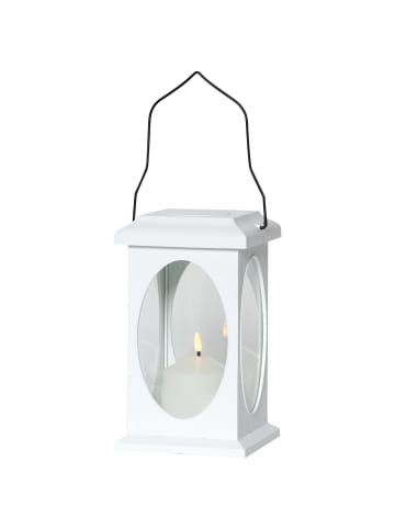 STAR Trading LED Outdoor-Laterne ,Flamme, Batterie & Timer, mit Aufhängung, weiß,