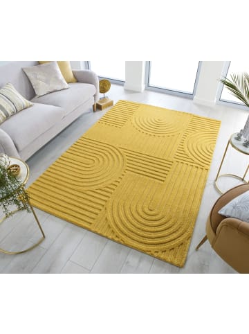 KADIMA DESIGN Handgetufteter Wollteppich in Pastellfarben in Senfgelb