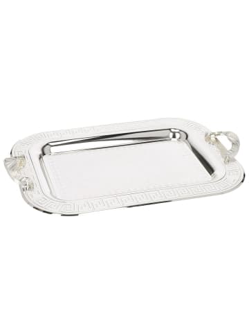 Almina 2er-Set Serviertabletts aus hochwertigem 18/10 Edelstahl in Silber(Motiv1)