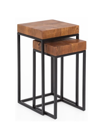 FineBuy Beistelltisch in Braun / Sheesham / 30x30x60