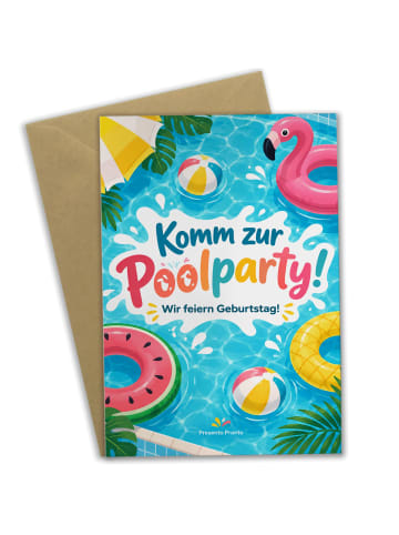 Mr. & Mrs. Panda Geburtstagskarte Poolparty Fröhlich Design mit ... in Weiß